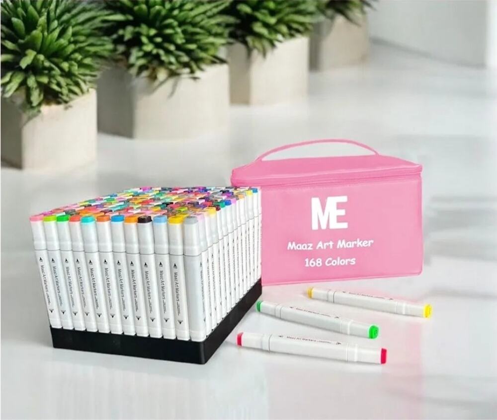 Art Markers, 168 Colors Dual Tip Permanent Art Markers for Coloring By MAAZ